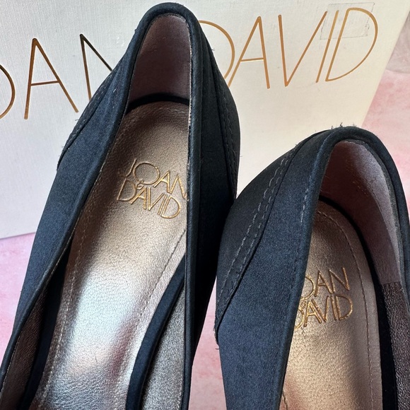 Joan & David Daparris Peep Toe Heel Pump Black Satin 9.5 - Picture 3 of 11